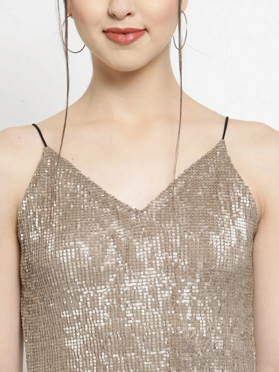 Women Gold Sequined Cocktail Dress