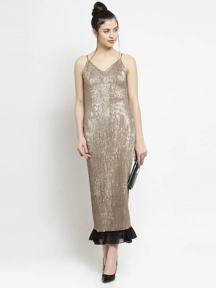 Women Gold Sequined Cocktail Dress