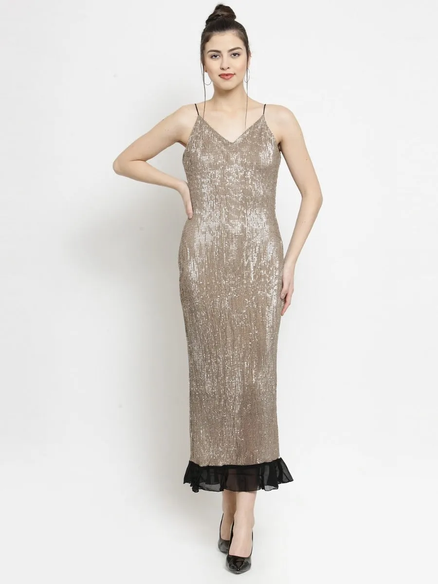 Women Gold Sequined Cocktail Dress