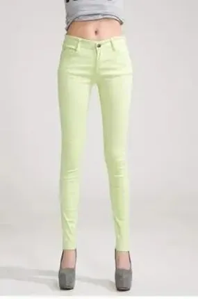 Women Skinny Jeans, Fruit Green