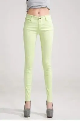 Women Skinny Jeans, Fruit Green