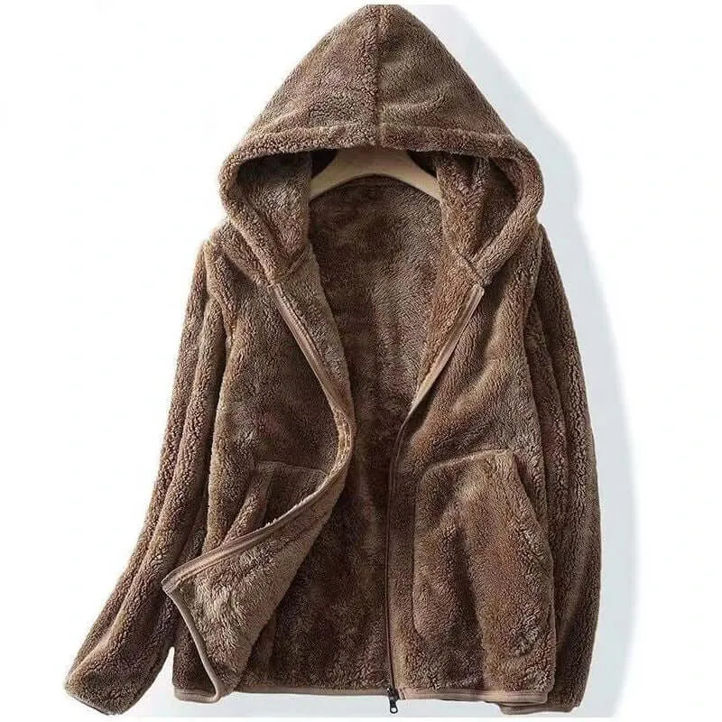 Women's Plush Fleece Hooded Jacket