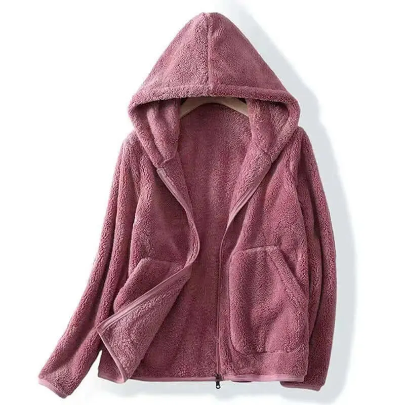Women's Plush Fleece Hooded Jacket