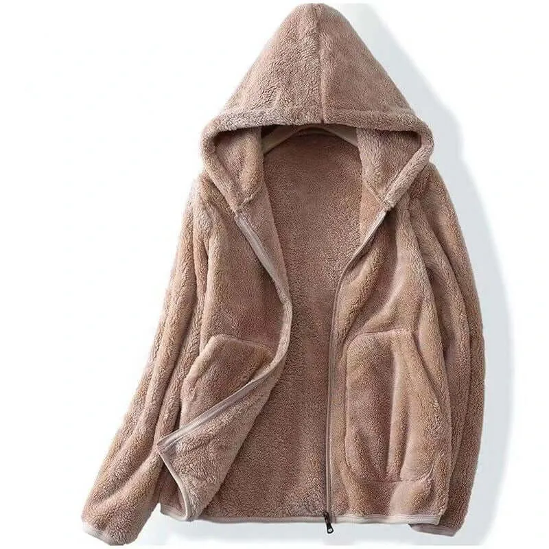 Women's Plush Fleece Hooded Jacket