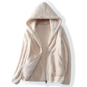 Women's Plush Fleece Hooded Jacket