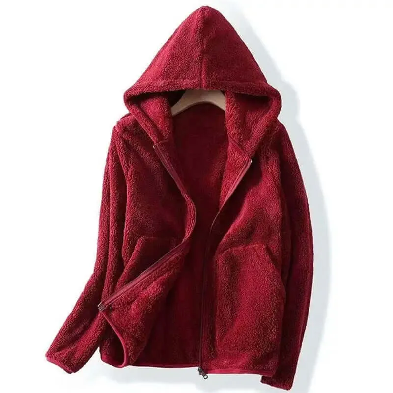 Women's Plush Fleece Hooded Jacket
