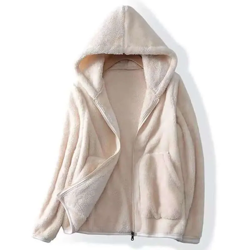 Women's Plush Fleece Hooded Jacket