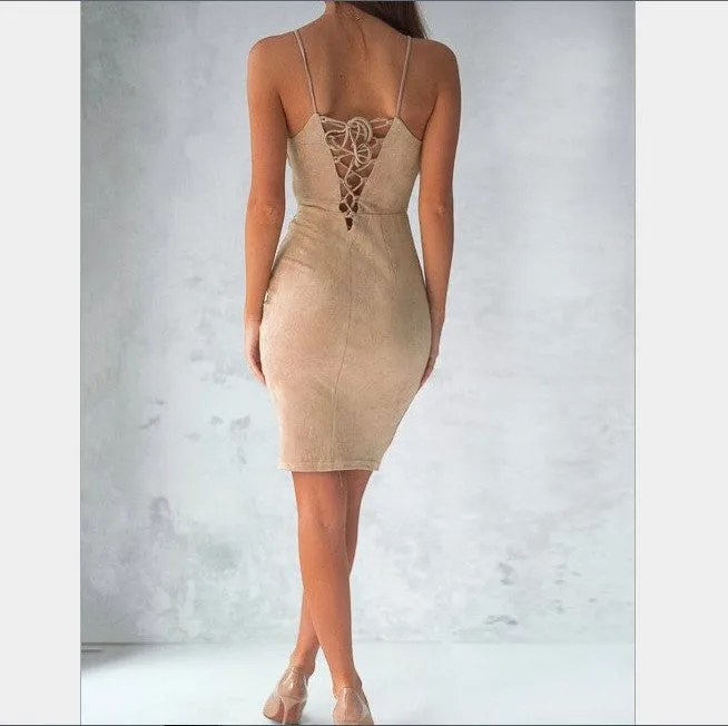 Women’s Sleeveless Spaghetti Strap Bodycon Dress
