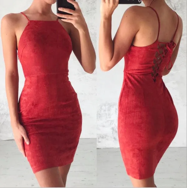 Women’s Sleeveless Spaghetti Strap Bodycon Dress