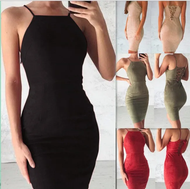 Women’s Sleeveless Spaghetti Strap Bodycon Dress
