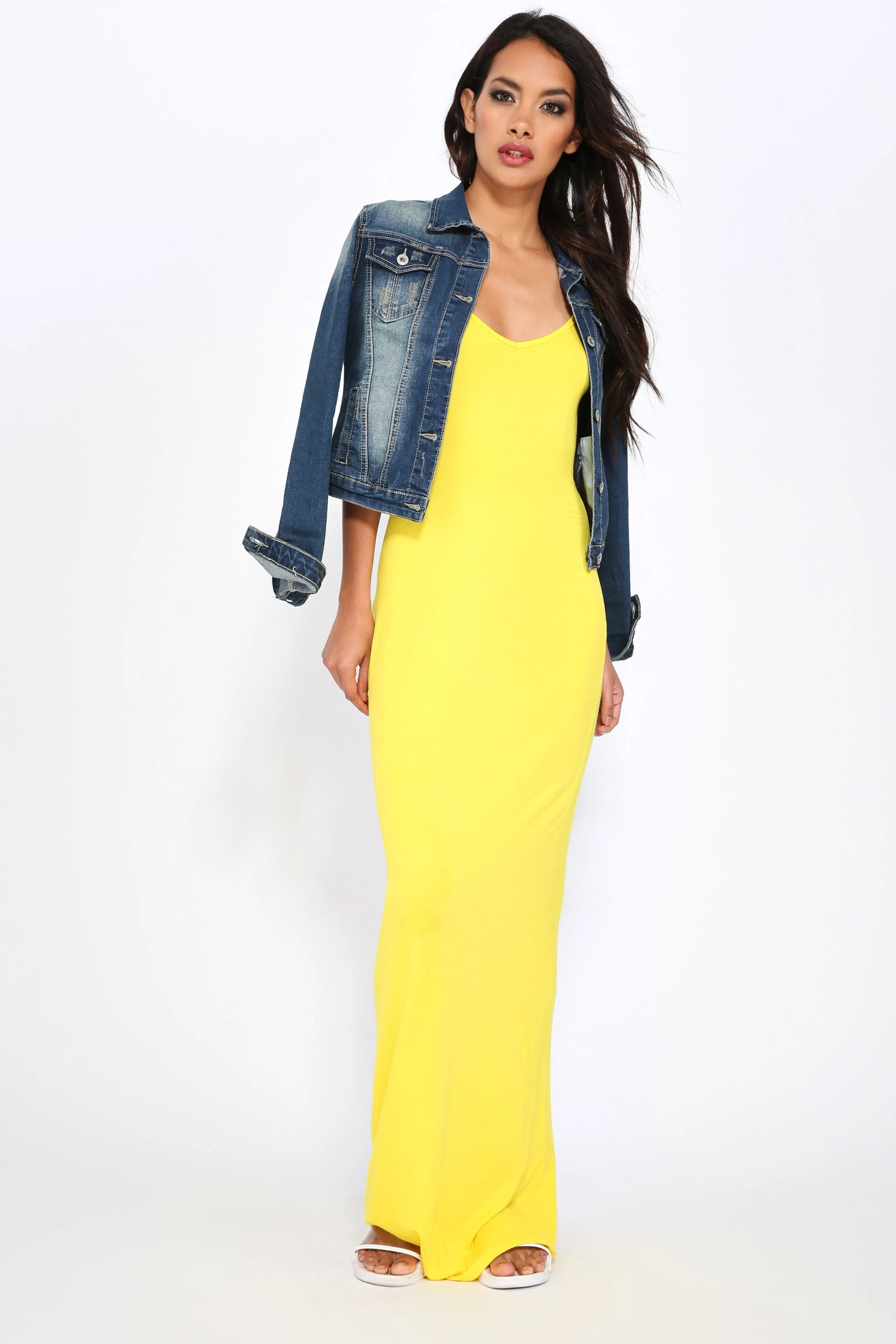 Yellow Jersey Bodycon Maxi Dress