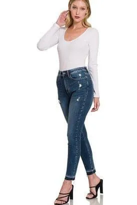 ZENANA High Rise Cropped Skinny Denim Pants