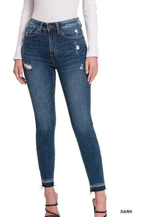 ZENANA High Rise Cropped Skinny Denim Pants