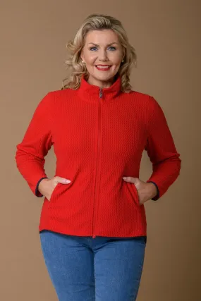 Zig Zag Full Zip Top - Red