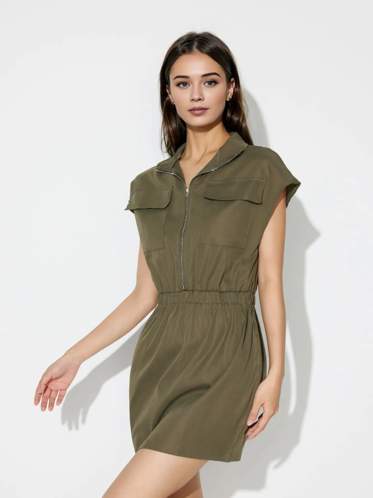 Zip-Front Bodycon Dress